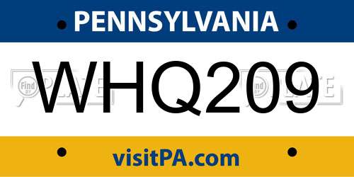 WHQ209 Pennsylvania License Plate