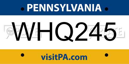 WHQ245 Pennsylvania License Plate