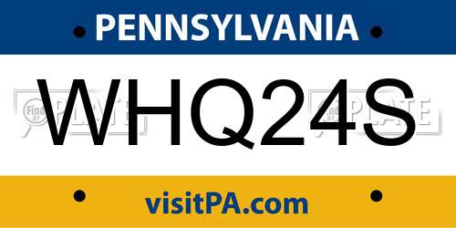 WHQ24S Pennsylvania License Plate