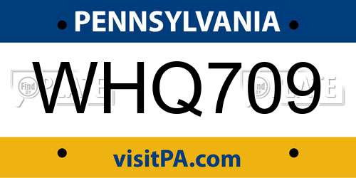 WHQ709 Pennsylvania License Plate