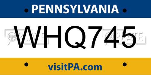 WHQ745 Pennsylvania License Plate
