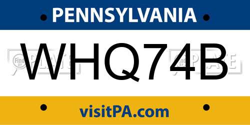 WHQ74B Pennsylvania License Plate