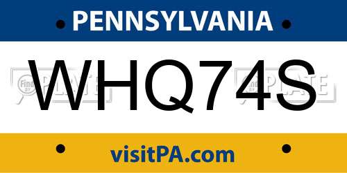 WHQ74S Pennsylvania License Plate