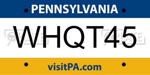 WHQT45 Pennsylvania License Plate
