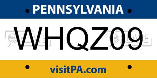 WHQZ09 Pennsylvania License Plate