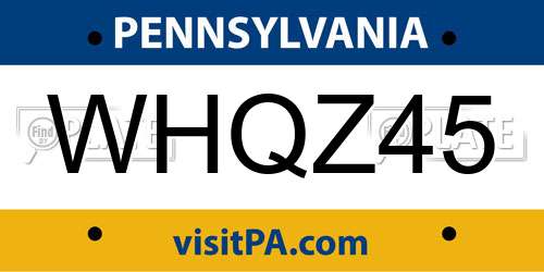 WHQZ45 Pennsylvania License Plate