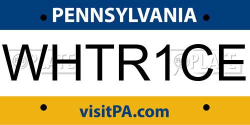 WHTR1CE Pennsylvania License Plate