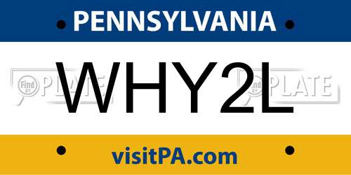 WHY2L Pennsylvania License Plate
