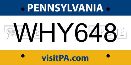 WHY648 Pennsylvania License Plate