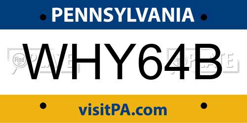 WHY64B Pennsylvania License Plate