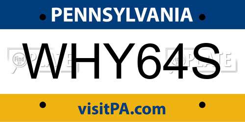 WHY64S Pennsylvania License Plate