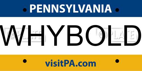WHYBOLD Pennsylvania License Plate