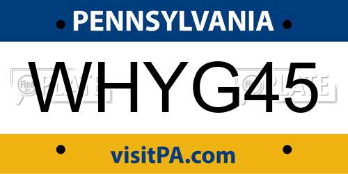 WHYG45 Pennsylvania License Plate