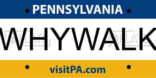 WHYWALK Pennsylvania License Plate