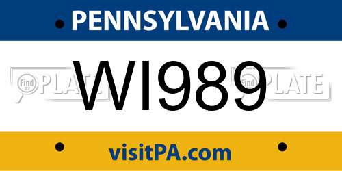 WI989 Pennsylvania License Plate