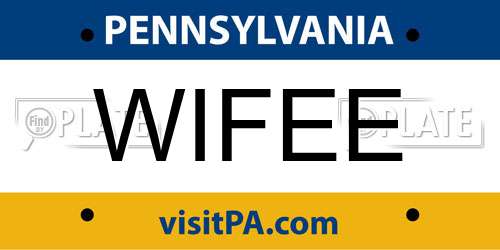 WIFEE Pennsylvania License Plate