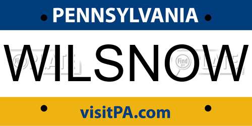 WILSNOW Pennsylvania License Plate