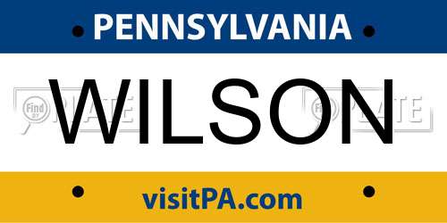 WILSON Pennsylvania License Plate