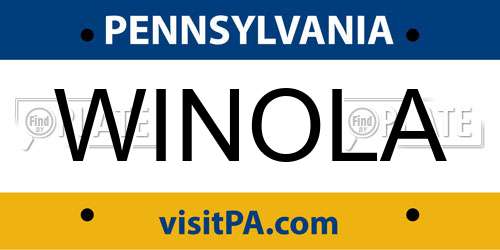 WINOLA Pennsylvania License Plate