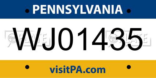 WJ01435 Pennsylvania License Plate