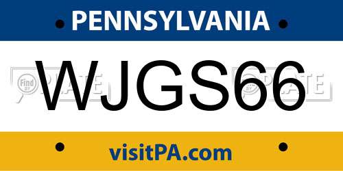 WJGS66 Pennsylvania License Plate