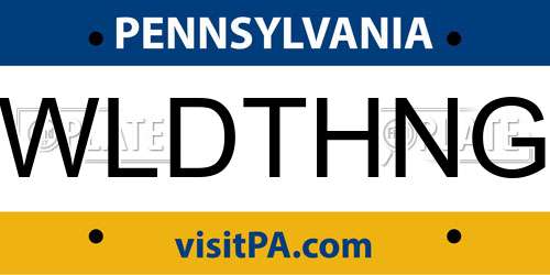 WLDTHNG Pennsylvania License Plate