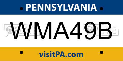 WMA49B Pennsylvania License Plate