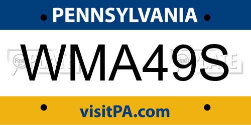 WMA49S Pennsylvania License Plate