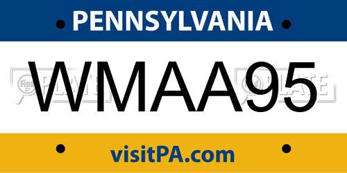 WMAA95 Pennsylvania License Plate