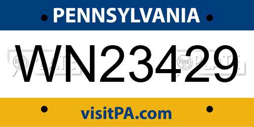 WN23429 Pennsylvania License Plate