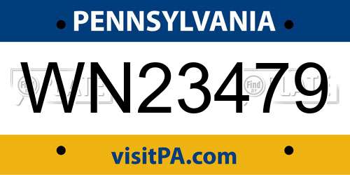 WN23479 Pennsylvania License Plate