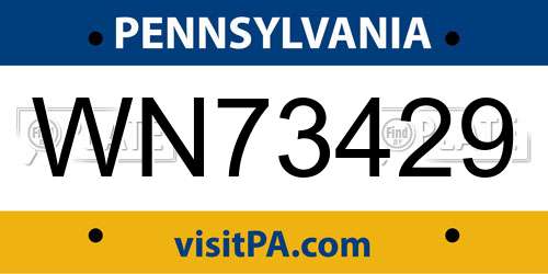 WN73429 Pennsylvania License Plate