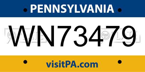 WN73479 Pennsylvania License Plate