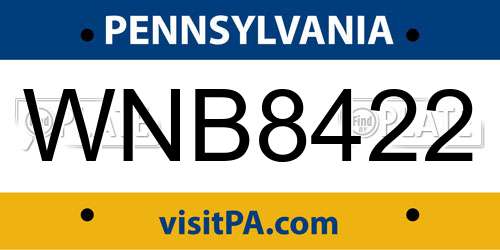 WNB8422 Pennsylvania License Plate