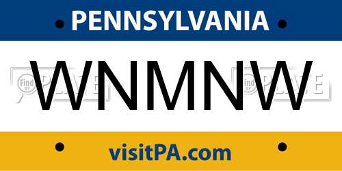 WNMNW Pennsylvania License Plate