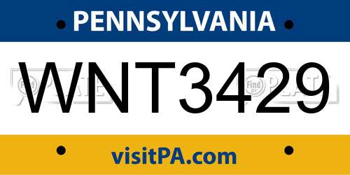 WNT3429 Pennsylvania License Plate