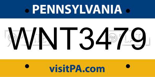 WNT3479 Pennsylvania License Plate