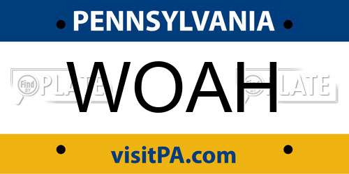 WOAH Pennsylvania License Plate