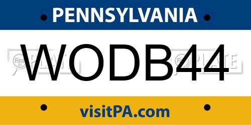 WODB44 Pennsylvania License Plate