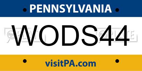 WODS44 Pennsylvania License Plate