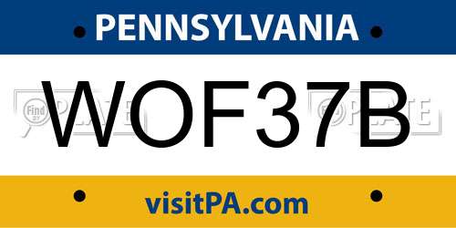WOF37B Pennsylvania License Plate
