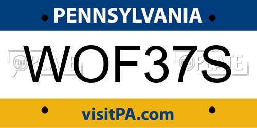 WOF37S Pennsylvania License Plate
