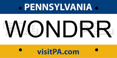 WONDRR Pennsylvania License Plate