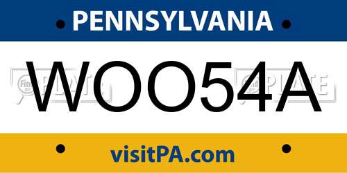 WOO54A Pennsylvania License Plate