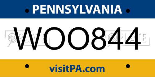 WOO844 Pennsylvania License Plate