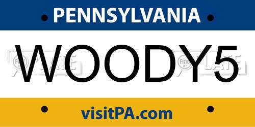 WOODY5 Pennsylvania License Plate