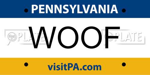 WOOF Pennsylvania License Plate
