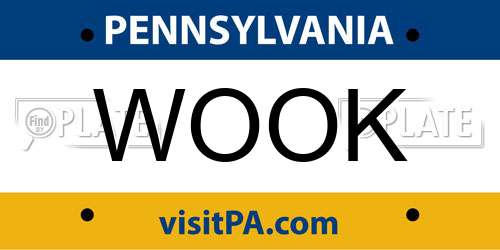 WOOK Pennsylvania License Plate