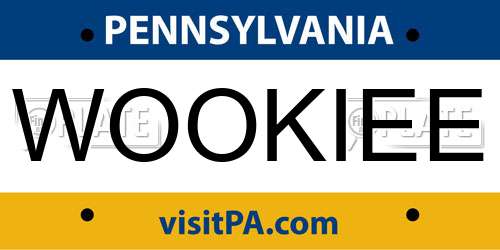 WOOKIEE Pennsylvania License Plate