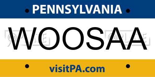 WOOSAA Pennsylvania License Plate